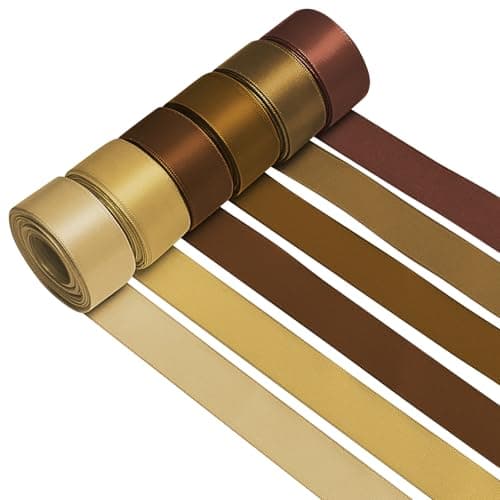 1‑1/2 in Brown Single‑Faced Satin Ribbons for Crafts Gift Wrapping, 6 Rolls