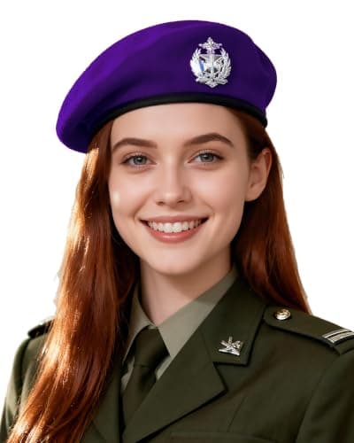 SFHVVPL Military Wool Beret Hat, Leather Trim, Adjustable, Unisex, Vintage