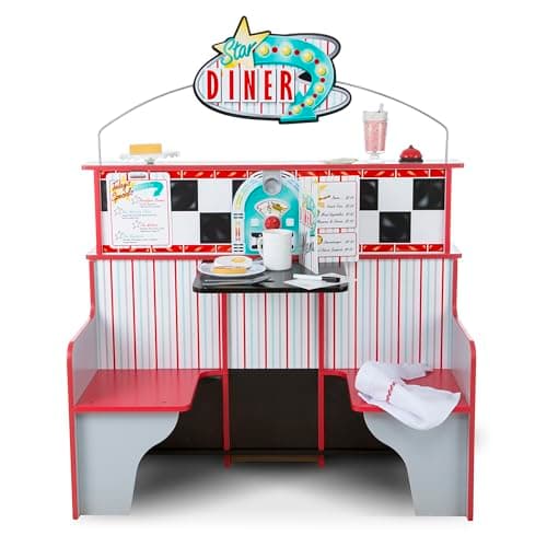 Melissa & Doug Double-Sided Wooden Star Diner Restaurant with Play Food