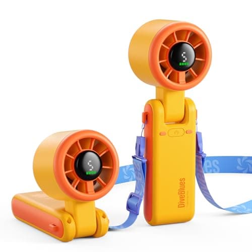 Diveblues Portable Handheld Turbo Fan, 5 Gear Wind, Battery Operated, Up to 12 Working Hours, 3 IN 1 Hand Fan with Air Turbo Tech Cooling Fan for Outdoor Activities, Travel, Working