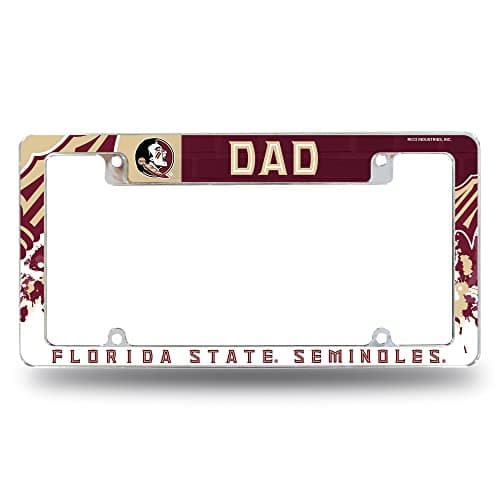 Rico Industries NCAA Florida State Seminoles Dad 12" x 6" Chrome All Over Automotive License Plate Frame for Car/Truck/SUV