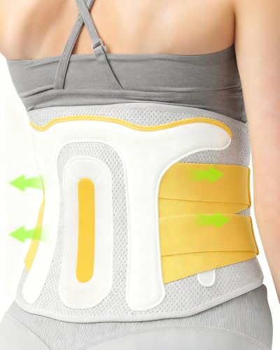 hyentech Posture Corrector For Women and Men, Breathable Waist Lumbar Support Belt for Sciatica, Herniated Disc, Scoliosis Back Pain Relief, Heavy lifting, with Dual Adjustable Straps