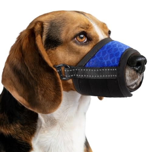BONTHEE Dog Muzzle,Soft Breathable Mesh, Adjustable Loop Pets Drinkable Anti-Biting Muzzle for Small, Medium, Large Dogs | Lightweight, Comfortable, Easy to Wear-Blue S