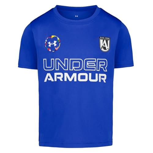 Under Armour Boys' Short Sleeve Sports Graphic T-Shirt, Relaxed Fit, Royal Tech Soccer, 3T