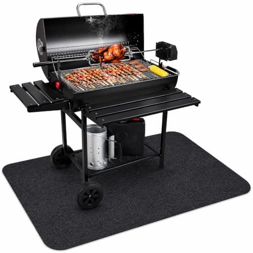 Fasmov 30 x 48 inches Under Grill Mat, Reusable Outdoor Floor Mat, Under Grill Floor Mats to Protect Deck, BBQ Pad for Under BBQ, Absorbent Oil Pad Protector for Decks and Patios