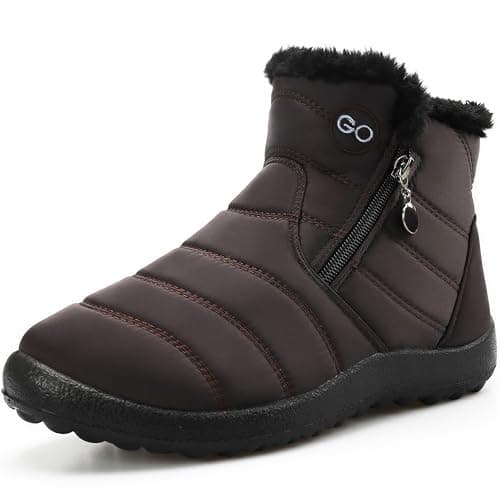 HARENCE Snow Boots for Women Winter Boot with Comfortable Warm Fur Lined Ankle Booties Outdoor Slip On Waterproof Short Boots