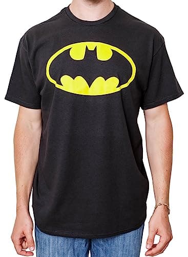 BATMAN 89 Logo Yellow Symbol Justice League Costume Adult T-Shirt.(MD, Black)