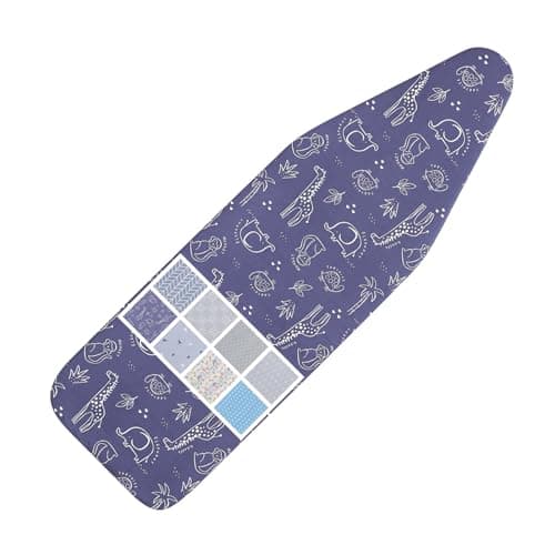 LCLW Ironing Board Cover and Pad Standard Size 15 x 54,3 Pairs of Hook and Loop Fastener Straps,Elastic Edges,Cotton Iron Board Cover with Scorch Resistant Thick Padding (Pattern B)