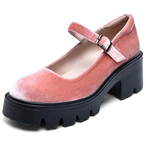 Elvora Platform Mary Jane Shoes for Women, Chunky Round Toe Dress Shoes