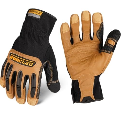 Ironclad Ranchworx Work Gloves RWG2, Premier Leather Work Glove, Performance Fit, Durable, Machine Washable, (1 Pair), RWG2-05-XL,Brown/Black