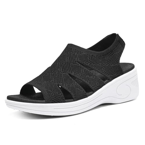 YESWIN Womens Wedge Sandals Platform Walking Sandals Open Toe Ankle Elastic Strap Casual Comfortable Summer Dressy