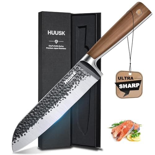 Huusk Santoku Knife - Japanese High Carbon Steel Hand Forged Chef Knife 7"