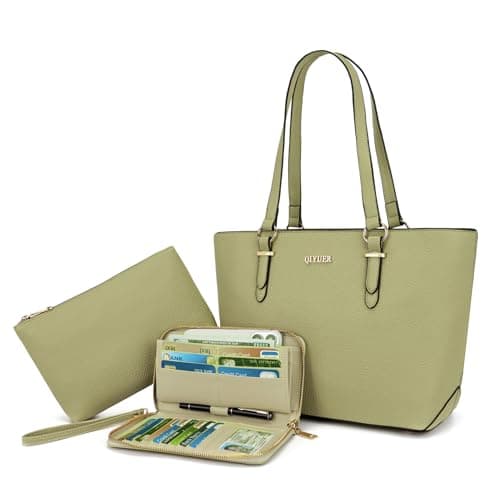 Qiyuer Versatile Daily Purses with RFID Wallet for Women Tote Handbag Set
