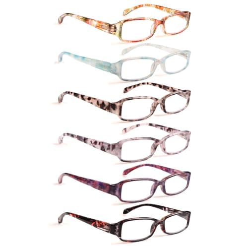 Henotin 6 Pack Reading Glasses for Women, Blue Light Blocking Pattern Print Readers, Spring Hinge Computer Eyeglasses (Multi-Color, 3.5, multiplier_x)