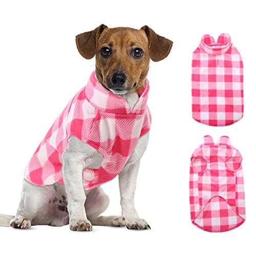 ASENKU Dog Sweater Plaid Fleece Vest Puppy Shirt for Small Medium Dogs