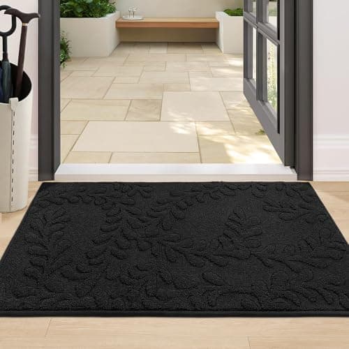BEQHAUSE Dirt Trapper Door Mats 24" x 36", Non-Slip Doormat, Black