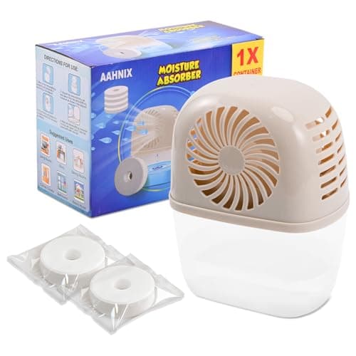AAHNIX Humidity Absorber with 2 Pack Moisture Absorber Refills Tablets, 15.9oz- 7"H × 5.5"W Mini Dehumidifier, Bathroom Moisture Absorber – Prevents Excess Moisture And Fragrance Free