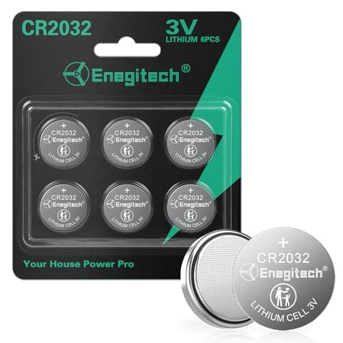 Enegitech CR2032 Lithium Coin Batteries Button 2032 3V Recommended for Use in Key Fobs, Watches, Door sensors, Calculators, Remote Controls, Thermometers, Key Finder GPS Compatible (6-Pack)