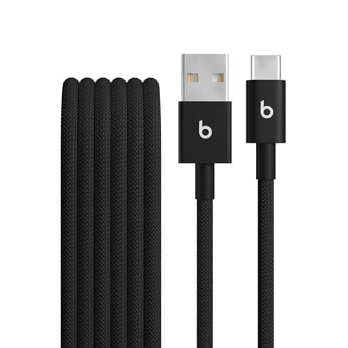 Beats USB-A to USB-C Woven Cable Fast Charging Durable and Tangle-Free Design Compatible Charger for Apple & Android Devices (1.5 m, 5 ft) - Bolt Black