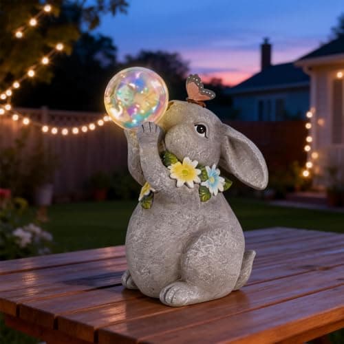 zuzuzen Solar Rabbit Statue Garden Decor Gift, Bunny Outdoor Decorations