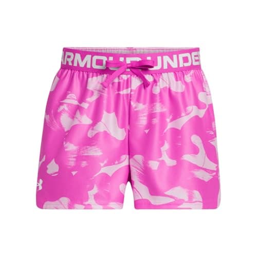 Under Armour Girls' Play Up Printed Shorts Plus, 638 Pink, YXL+