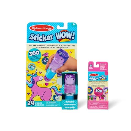 Melissa & Doug Sticker Wow!™ Purple Unicorn Bundle: 24-Page Activity Pad, Stamper, 500 Stickers, Arts and Crafts Fidget Toy Collectible Character