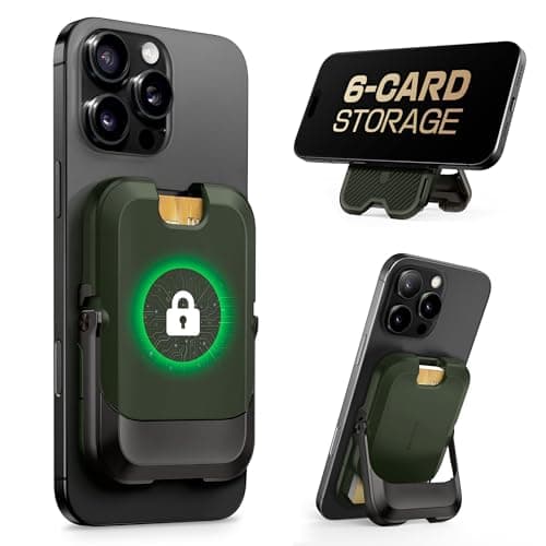 SUPCASE for MagSafe Wallet with Stand, Magnetic Wallet for Men Women, [Hold 6 Cards] [RFID Blocking] [Strong Magnetic Lock] Phone Stand Card Holder for iPhone 17/16/15/14/13/12 Series, Battle Green