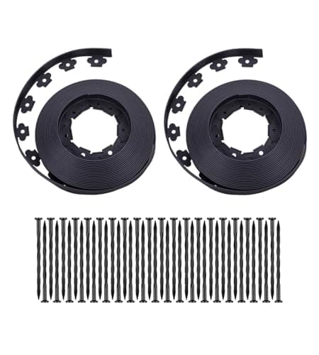 YANEYRIE Garden Edging，100FT Landscape Edging with 60 Spikes for Lawn 1.5 Inch Tall (Black, 100FT), YANEYRIE-EDGING-1.5