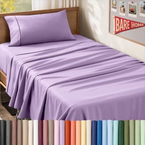Bare Home Twin XL Sheet Set - 1800 Ultra-Soft (Twin XL, Lavender)