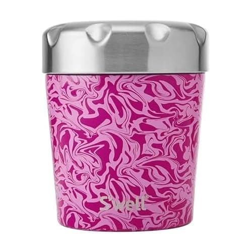 S'well Stainless Steel Ice Cream Chiller, 16oz, Strawberry Swirl, Triple Layered Vacuum Insulated Container Keeps Ice Cream Frozen For Up To Four Hours, BPA Free