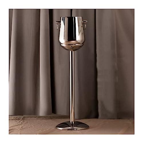wine bucket Champagne Bucket with Stand, Stainless Steel Double Wall Wine Chiller with Carrying Handle, Ice Buckets for Parties Festival Bar Outdoor or Indoor Use, 5L （silvery） Beer Cooler Tub