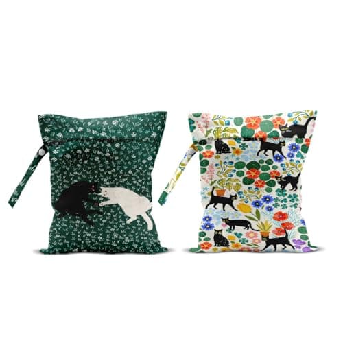 Hanamiya Na 2Pcs Cat Floral Print Wet Bags, Christmas Birthday Gifts