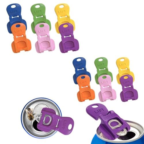 12PCS Colorful Can Tab Openers & Leak-Proof Drink Covers – One-Hand Soda Can Opener and Reusable Protector Caps for Coke, Beer, Soda, and Aluminum Cans