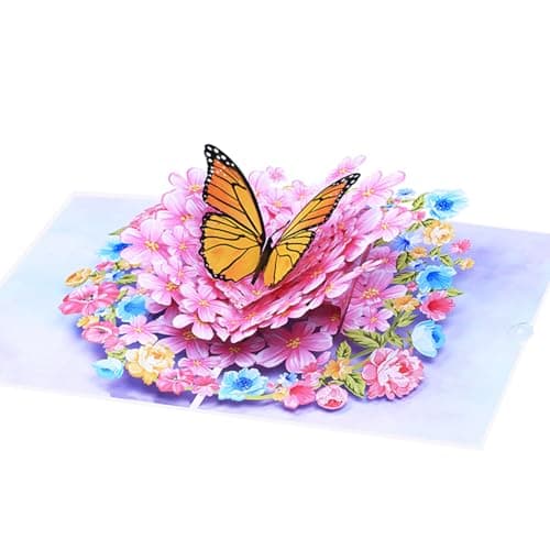 CFTONE Sweet Flower and Butterfly 3D Pop Up Card for Birthday, Mothers Day, Anniversary, Valentines Day Gifts, Flower Greeting Card for Wife, Mom, Sister, Daughter, Girlfriends