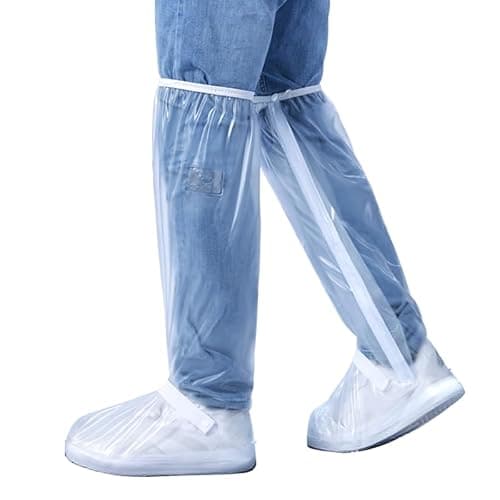 RINJOY High Top Rain Shoe Covers with Zipper, Reflective Waterproof Overshoes