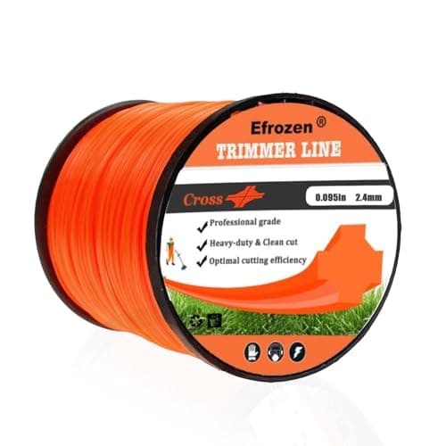 efrozen Weed Eater String,0.095" Cross Heavy Duty String Trimmer Line 295ft in Spool,Premium Nylon Universal Replacement Professional Weed Wacker String, Orange