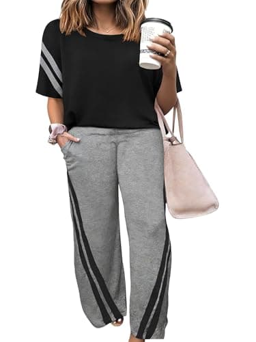 Chulianyouhuo Womens Plus Size 2 Piece Sets Short Sleeve Wide Leg Lounge Sets 2026 Summer Casual Travel Outfits Tracksuits