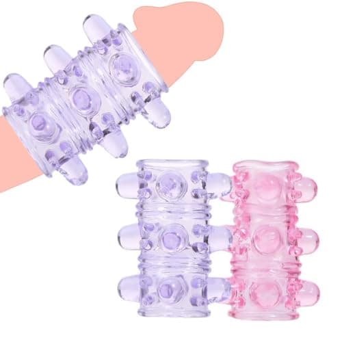 Reusable Penisen Extendors Sleeve Penis Male Cock Sleeve with Pellets Dick Enlarger Penis Sleeves,Delayed Ejaculation G Spot Stimulation for Male Adult Sex Toys