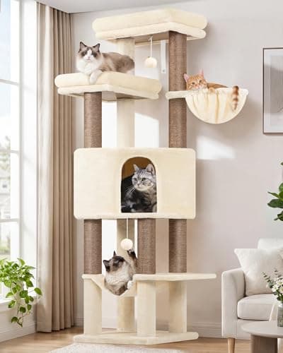 Globlazer F65D Corner Cat Tree Tower with Scratching Posts, Beige