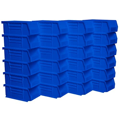 Akro-Mils 30220 AkroBins Plastic Storage Bins, Space-Saving Stackable Bins for Garage, Pantry, Craft Organization, 7" x 4" x 3", Blue, 24-Pack