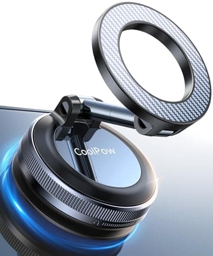 Coolpow【Newest Vacuum Magnetic Phone Holder for Car Phone Holder Mount【Movable Vacuum Suction】 Magsafe Car Mount Cell Phone Holders for Your Car Accessories for Women Men for iPhone 17 16 15 14 Kits