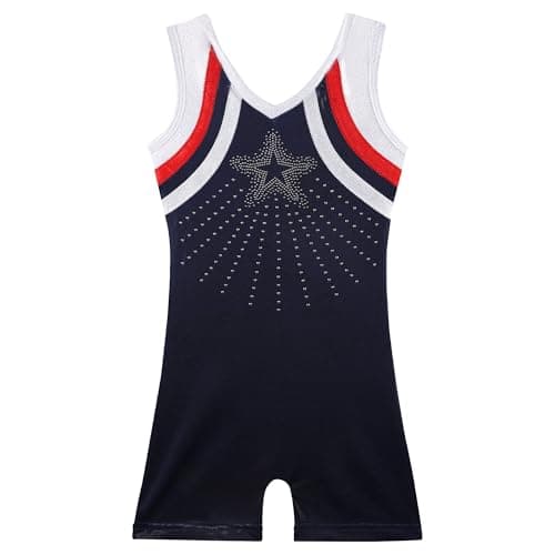 BAOHULU Gymnastics Leotards for Girls Sparkly Biketards Red Navy 6-7Y