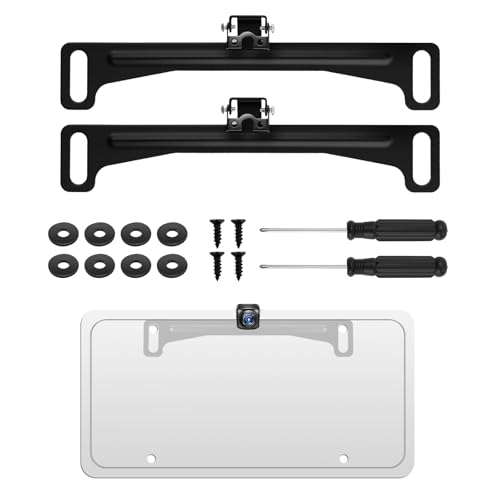2PCS Car Backup Camera License Plate Mount,170° Adjustable Car License Plate Camera Mount No Drilling Required,Non-damaging Cars Back Up Cameras Licenses Plates Mounts