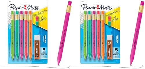 Paper Mate Handwriting Triangular Mechanical Pencil Set with Lead & Eraser Refills, 1.3mm, School Supplies, Office Supplies, Sketching Pencils, Drafting Pencil, Fun Barrel Colors, 8 Count (Pack of 2)
