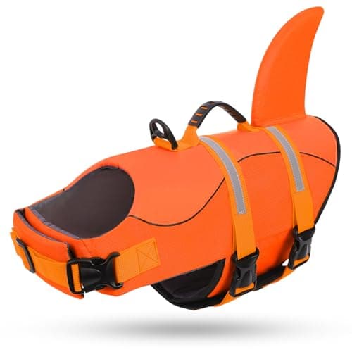 Queenmore Dog Life Jacket, Cute Shark Dog Life Vest for Swimming & Boating