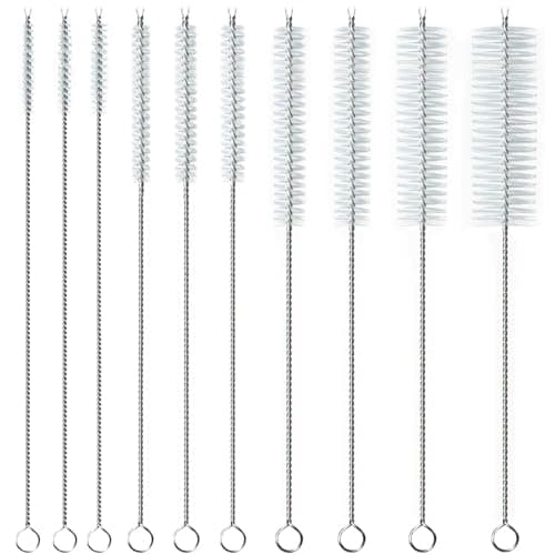 Straw Cleaner Brush, Reusable Metal Handles Straw Cleaning Brush Extra Long for Stanley Mug 40, 30, 20 oz, 10mm 15mm Wide for Sippy Cup, Water Bottle and Tubes Pipe