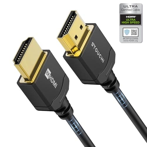 Stouchi [Certified 48Gbps] Thin HDMI Cable 5ft, 8K eARC Ultra High Speed HDMI® Cable Ultra Slim Flexible 8K@60Hz 4K@120Hz, HDR, Support for PS5/Xbox/Roku/Gaming Monitors/4K/8K TVs