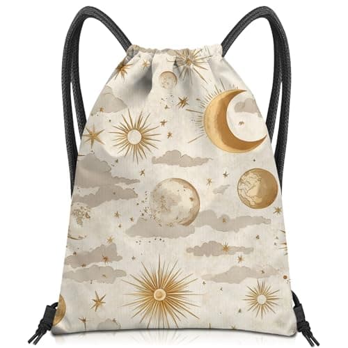 BHAHB Drawstring Backpack Draw String Bag Sports Gym Bags Waterproof Cute Aesthetic Sackpack for Women(13"×17")-White Sun
