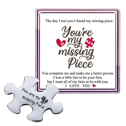 ARHTF You are My Missing Piece Puzzle Piece Token,Puzzle Pocket Token I Love You Gifts for Him Her Couples Gifts for Girlfriends from Boyfriend（Silver You are My Missing）