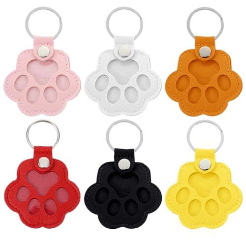 Azefnuhk 6Pcs Paw Shaped Pet Fur Keepsake, Portable Dog Hair Keychain Keepsake, Pet Hair Keepsake for Storing Beloved Dog Cat Fur Pet Remembrance Gifts, Available in 6 Vibrant Colors